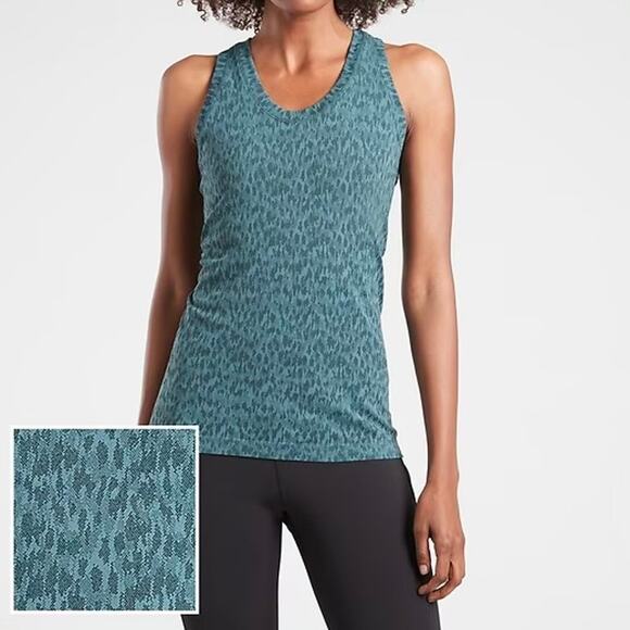 Athleta Momentum Allure Tank Top Racerback Print Nylon Teal Womens Size Small - Picture 1 of 9